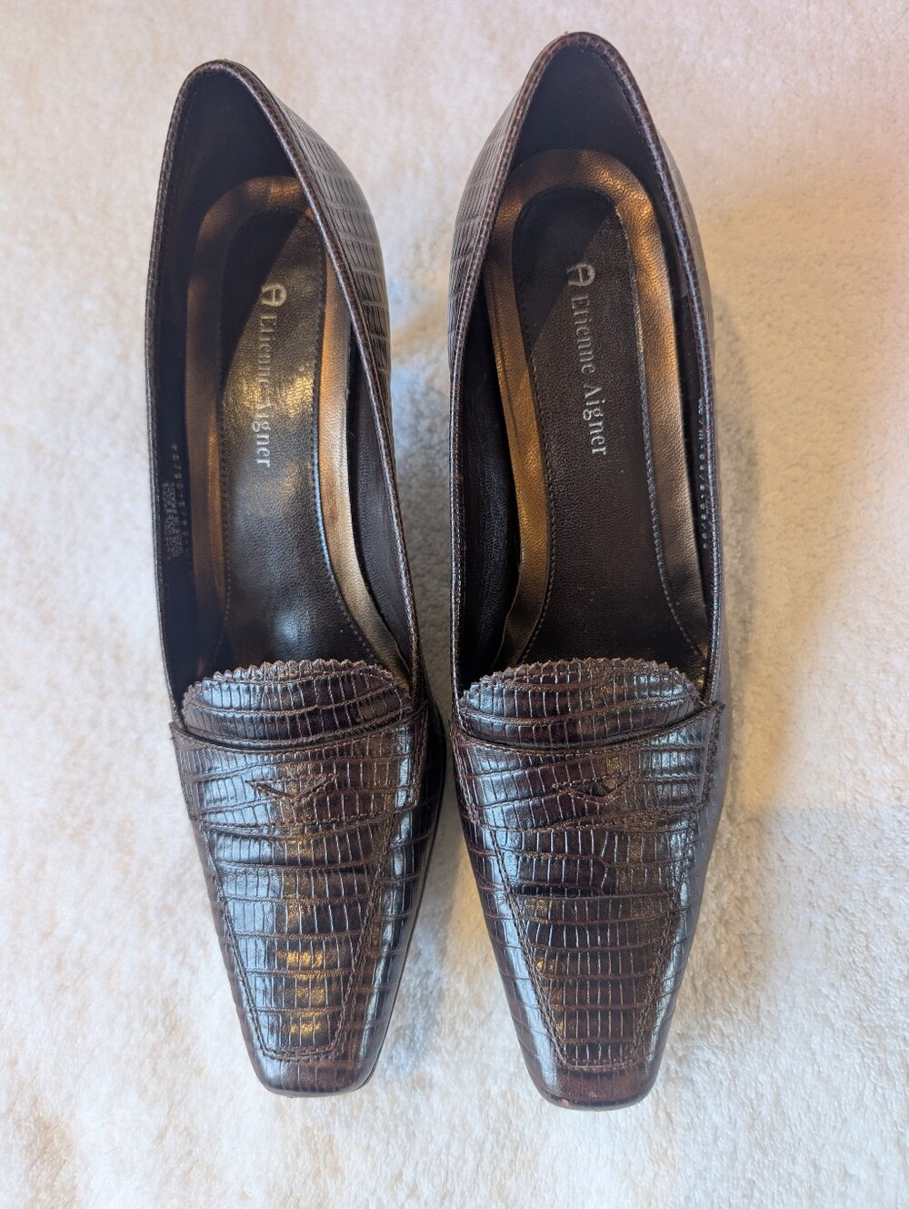 Vintage Etienne Aigner Croc Embossed Heels 6.5M